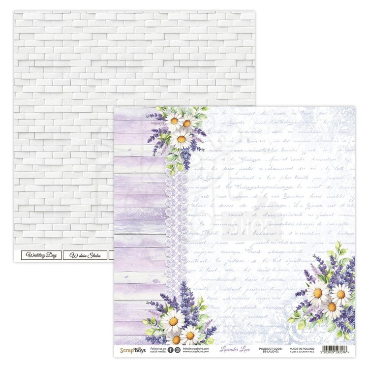 Papier do scrapbookingu 30x30 Lavender Love 01 ScrapBoys