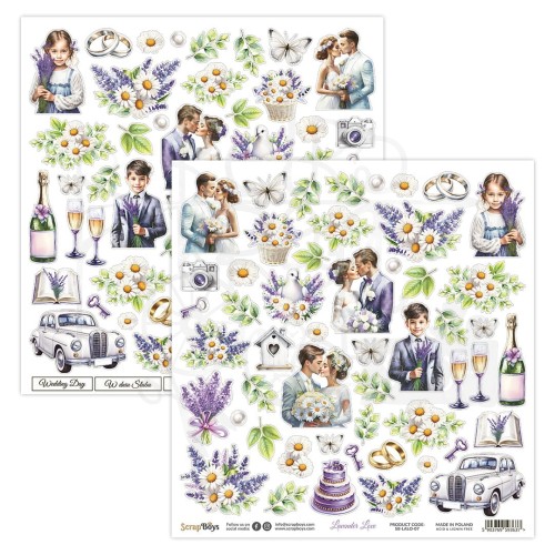 Papier 30x30 elementy do wycięcia Lavender Love 07 ScrapBoys