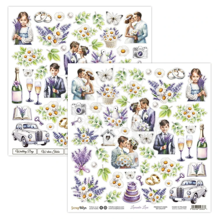 Papier 30x30 elementy do wycięcia Lavender Love 07 ScrapBoys