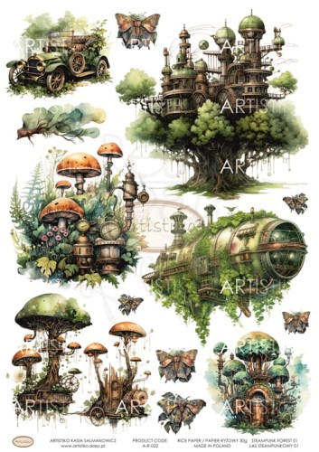 Papier ryżowy A4 Las steampunkowy 01 A-R-022 Artistiko