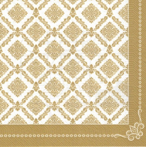 Serwetka 33x33 - Złote ornamenty tło damask