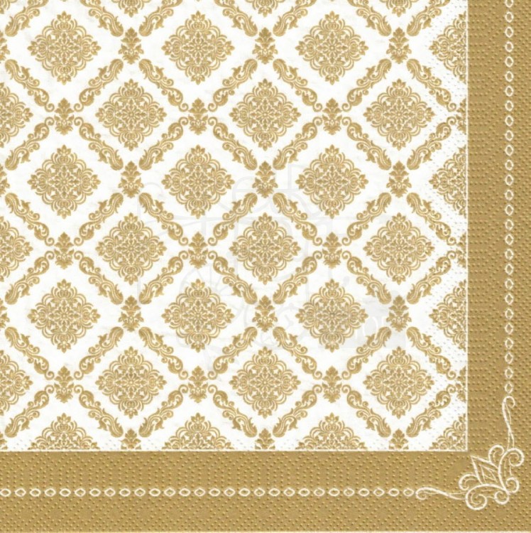 Serwetka 33x33 - Złote ornamenty tło damask