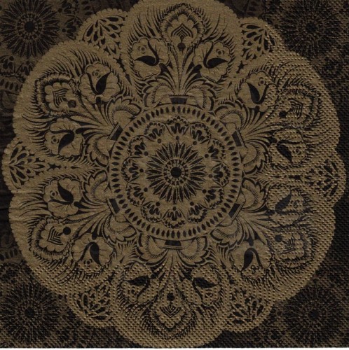 Serwetka 33x33 - Serwetka okrągła łowicka - złoty i czarny