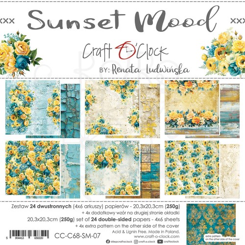 Zestaw papierów do scrapbookingu 20x20 Sunset Mood - Mix CC-C68-SM-09 Craft O'Clock