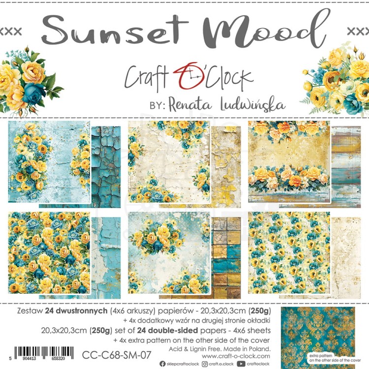 Zestaw papierów do scrapbookingu 20x20 Sunset Mood - Mix CC-C68-SM-09 Craft O'Clock
