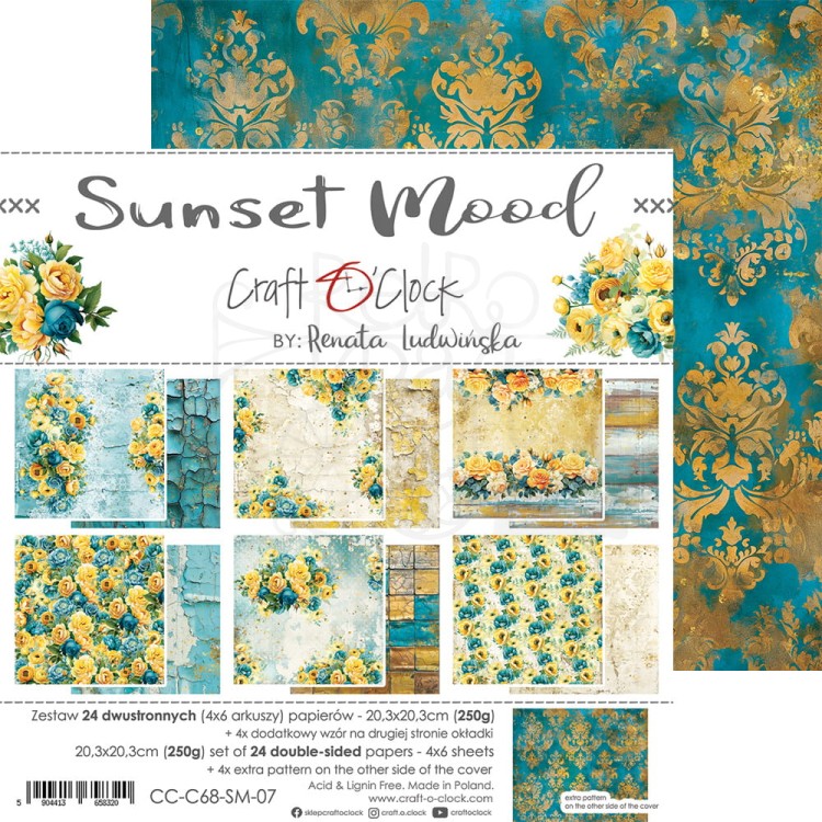 Zestaw papierów do scrapbookingu 20x20 Sunset Mood - Mix CC-C68-SM-09 Craft O'Clock