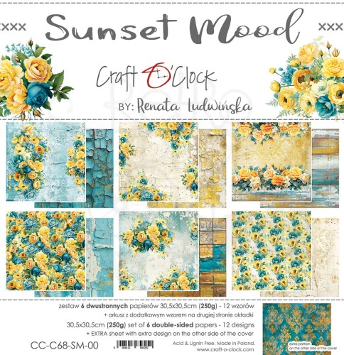 Zestaw papierów do scrapbookingu 30x30 Sunset Mood - CC-C68-SM-00 Craft O'Clock