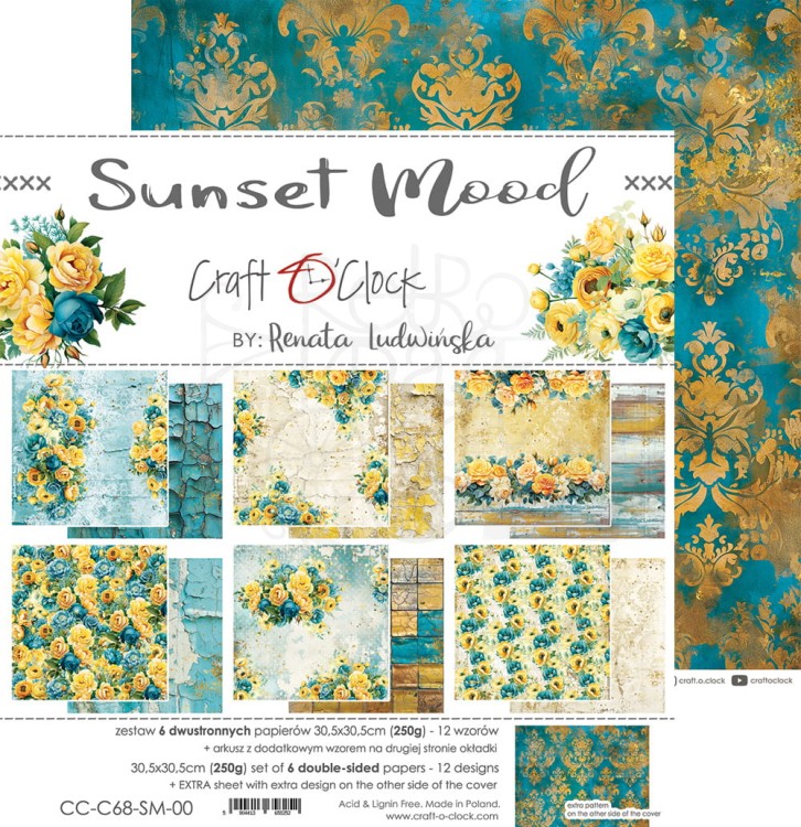 Zestaw papierów do scrapbookingu 30x30 Sunset Mood - CC-C68-SM-00 Craft O'Clock