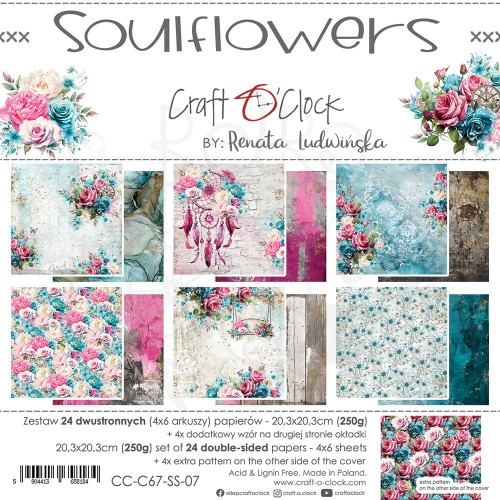 Zestaw papierów do scrapbookingu 20x20 Soulflowers - Mix CC-C67-SS-09 Craft O'Clock