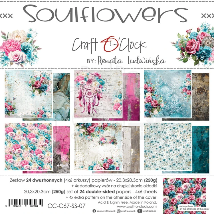 Zestaw papierów do scrapbookingu 20x20 Soulflowers - Mix CC-C67-SS-09 Craft O'Clock