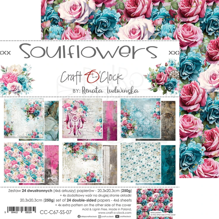 Zestaw papierów do scrapbookingu 20x20 Soulflowers - Mix CC-C67-SS-09 Craft O'Clock