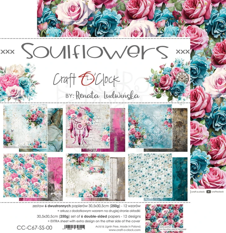 Zestaw papierów do scrapbookingu 30x30 Soulflowers - CC-C67-SS-00 Craft O'Clock