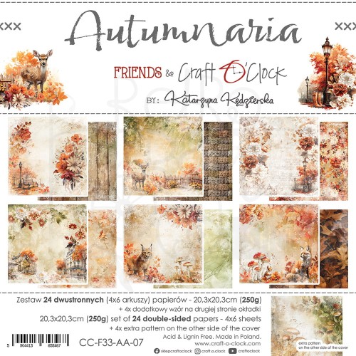 Zestaw papierów do scrapbookingu 20x20 Autumnaria - Mix CC-F33-AA-09 Craft O'Clock