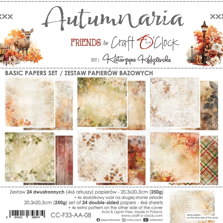 Zestaw papierów do scrapbookingu 20x20 Autumnaria - Mix CC-F33-AA-09 Craft O'Clock