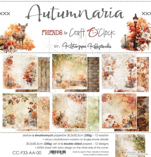 Zestaw papierów do scrapbookingu 30x30 Autumnaria - CC-F33-AA-00 Craft O'Clock