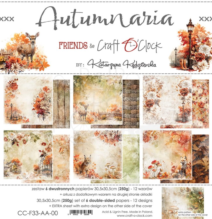 Zestaw papierów do scrapbookingu 30x30 Autumnaria - CC-F33-AA-00 Craft O'Clock