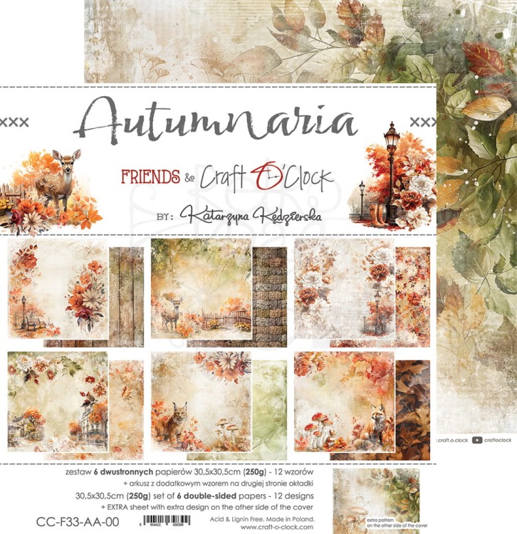 Zestaw papierów do scrapbookingu 30x30 Autumnaria - CC-F33-AA-00 Craft O'Clock