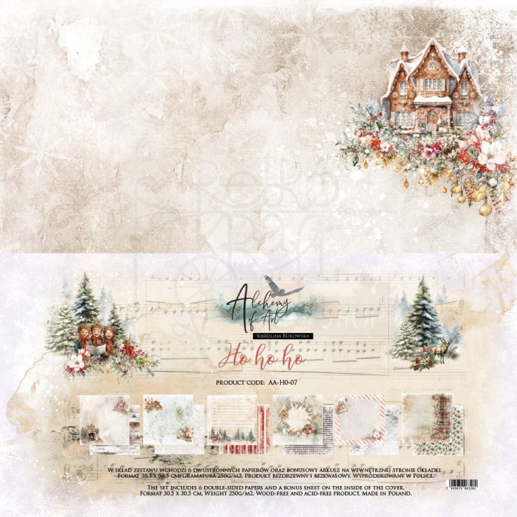Zestaw papierów 30x30 Ho Ho Ho AA-HO-07 Alchemy of Art