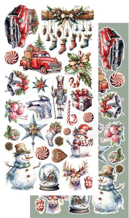 Zestaw papierów 15x30 dodatki do samodzielnego wycięcia Ho Ho Ho AA-HO-10 Alchemy of Art