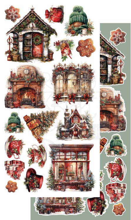 Zestaw papierów 15x30 dodatki do samodzielnego wycięcia Ho Ho Ho AA-HO-10 Alchemy of Art