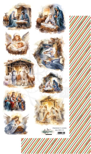 Papier 15x30 dodatki do samodzielnego wycięcia Ho Ho Ho - Święta Rodzina AA-HO-11 Alchemy of Art