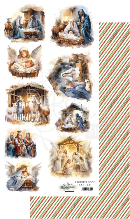 Papier 15x30 dodatki do samodzielnego wycięcia Ho Ho Ho - Święta Rodzina AA-HO-11 Alchemy of Art