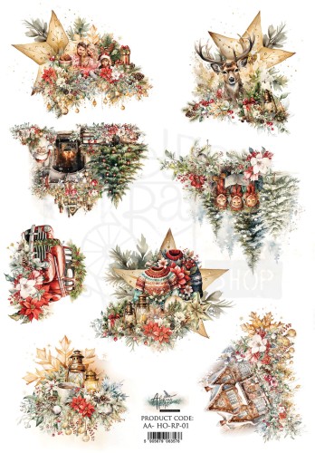 Papier ryżowy do decoupage A4 Ho Ho Ho AA-HO-RP-01 Alchemy of Art