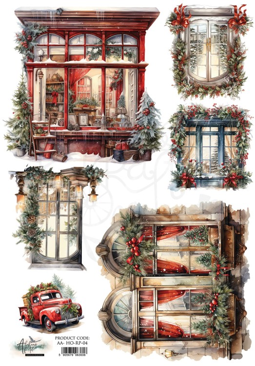 Papier ryżowy do decoupage A4 Ho Ho Ho AA-HO-RP-04 Alchemy of Art