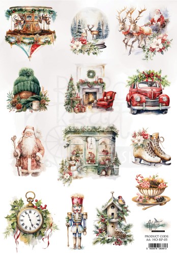 Papier ryżowy do decoupage A4 Ho Ho Ho AA-HO-RP-05 Alchemy of Art