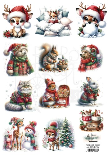 Papier ryżowy do decoupage A4 Ho Ho Ho AA-HO-RP-06 Alchemy of Art