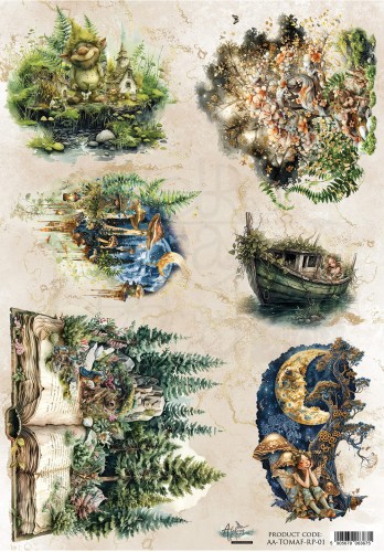 Papier ryżowy do decoupage A4 Tales of Moss and Fern AA-TOMAF-RP-01 Alchemy of Art