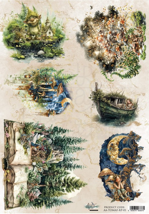 Papier ryżowy do decoupage A4 Tales of Moss and Fern AA-TOMAF-RP-01 Alchemy of Art