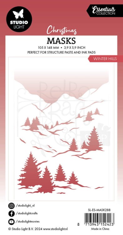Szablon maska 10x13cm Essentials Winter Hills Christmas góry zima SL-ES-MASK288 StudioLight