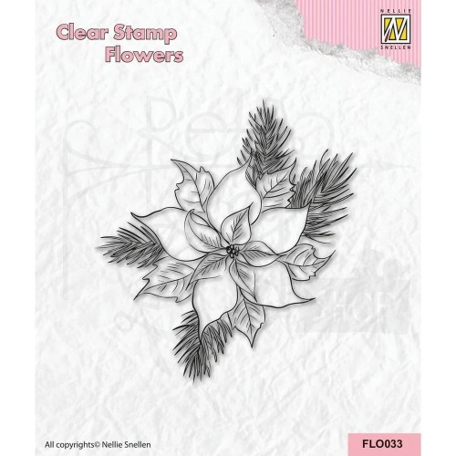 Stempel silikonowy Boże Narodzenie - Poinsecja FLO033 Nellie’s Chioce