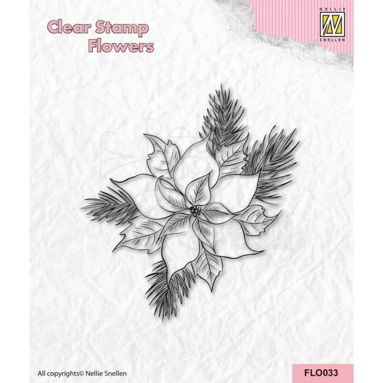Stempel silikonowy Boże Narodzenie - Poinsecja FLO033 Nellie’s Chioce