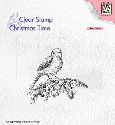 Stempel silikonowy Ptaszek na gałązce ostrokrzewu CT032 Nellie’s Chioce