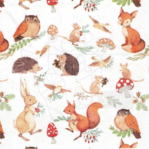 Serwetka 33x33 - Leśne zwierzęta