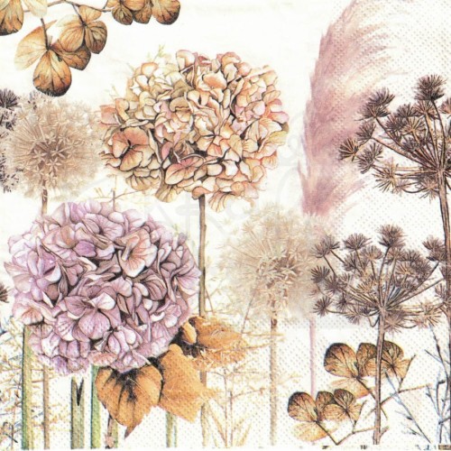 Serwetka 33x33 - Hortensja suszone kwiaty