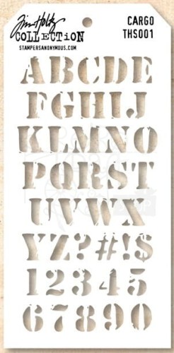Szablon maska Cargo alfabet, liczby Tim Holtz