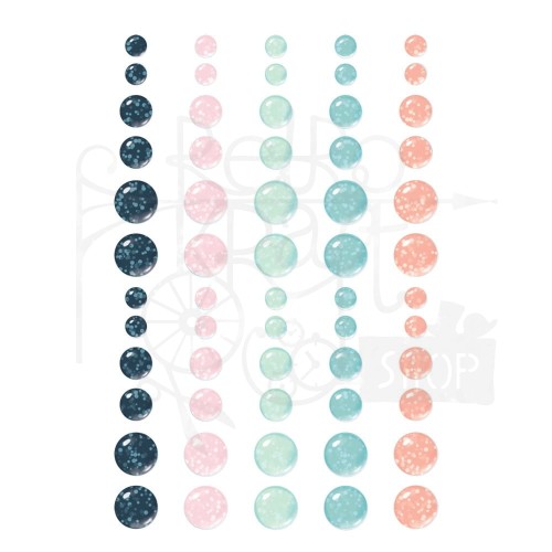 Kropki samoprzylepne z brokatem Winter Wonder - Glitter Enamel Dots 60szt 21227 Simple Stories