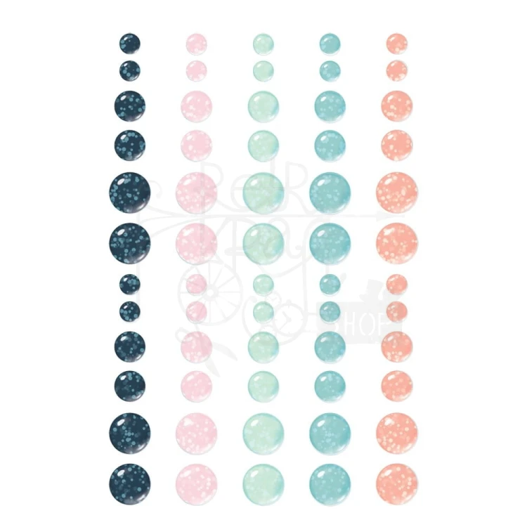 Kropki samoprzylepne z brokatem Winter Wonder - Glitter Enamel Dots 60szt 21227 Simple Stories