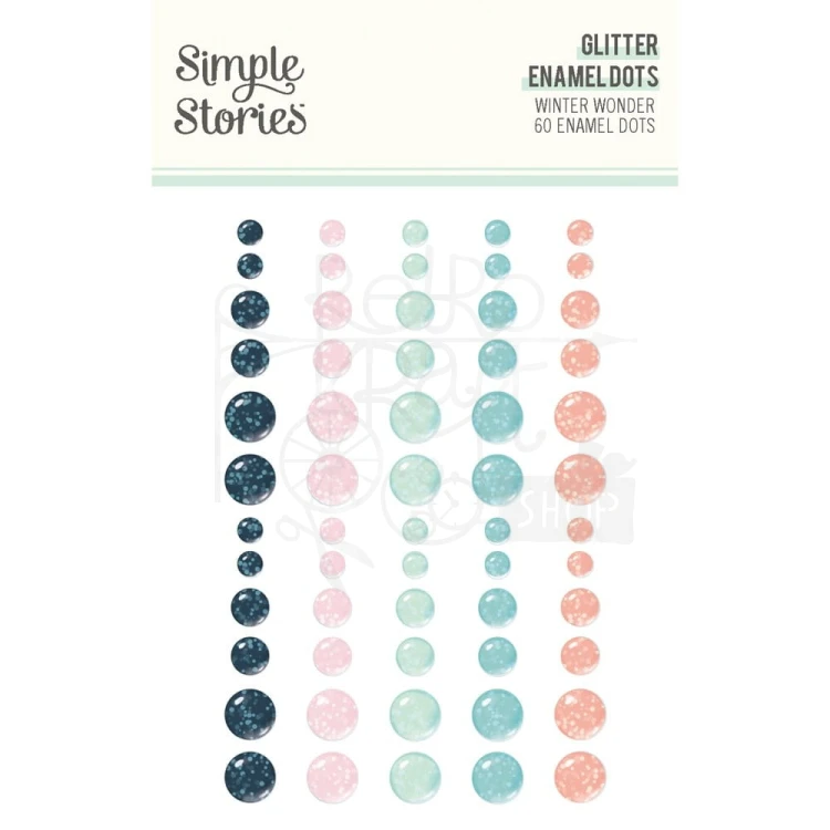 Kropki samoprzylepne z brokatem Winter Wonder - Glitter Enamel Dots 60szt 21227 Simple Stories