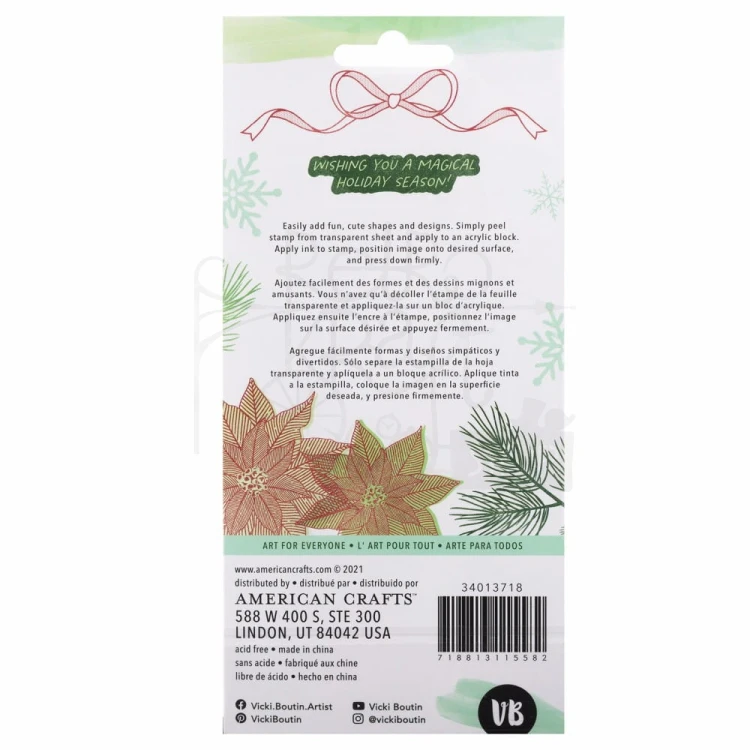 Zestaw stempli akrylowych Evergreen and Holly - Holiday Magic by Vicki Boutin 34013718 American Crafts