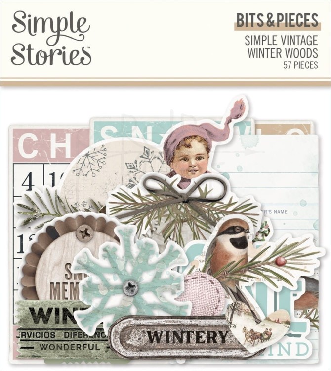 Ozdoby papierowe Die-cuts Simple Vintage Winter Woods 57 szt 19122 Simple Stories