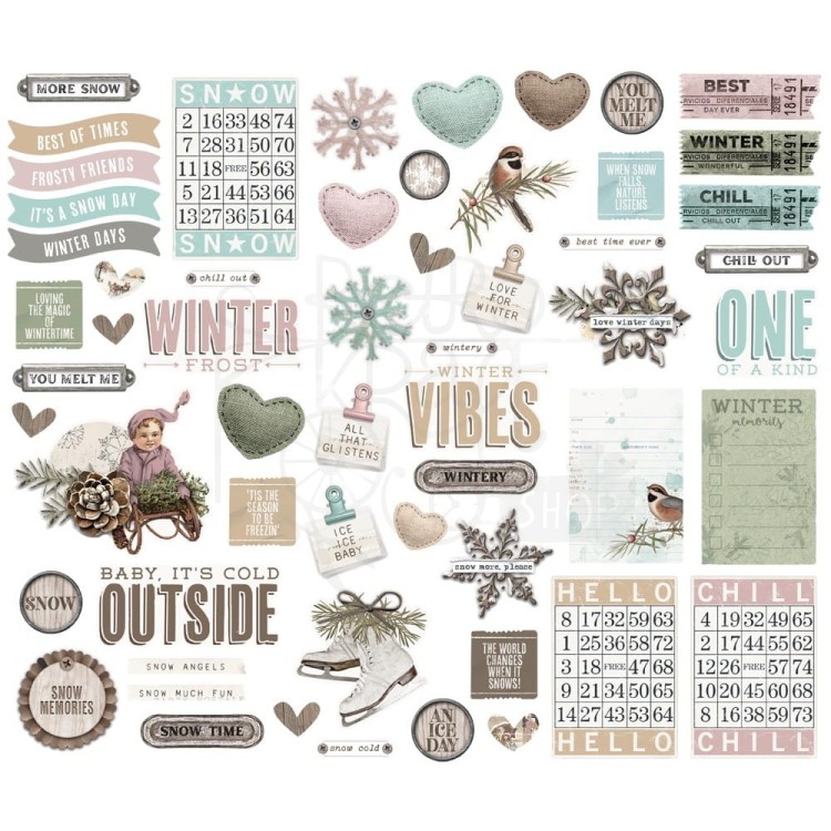 Ozdoby papierowe Die-cuts Simple Vintage Winter Woods 57 szt 19122 Simple Stories