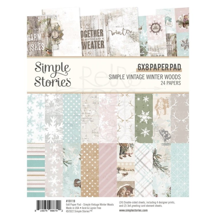 Zestaw papierów do scrapbookingu 15x20 Simple Vintage Winter Woods 24 arkusze 19119 Simple Stories