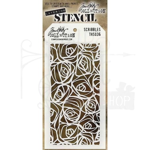 Szablon maska Scribbles róże Tim Holtz