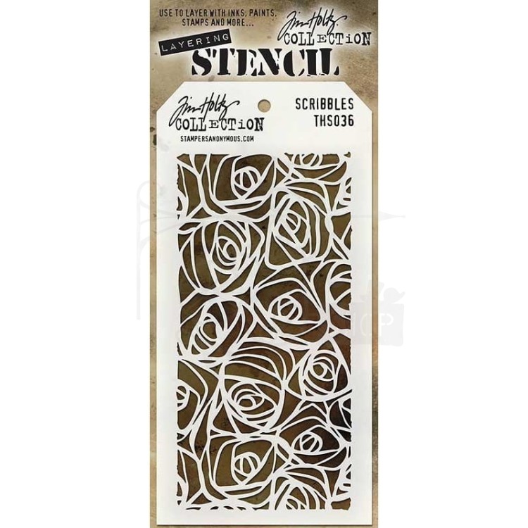 Szablon maska Scribbles róże Tim Holtz