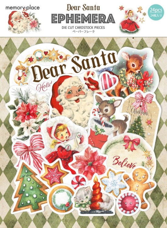 Ozdoby papierowe Die-cuts Dear Santa Ephemera 24szt MP-61288 Memory Place