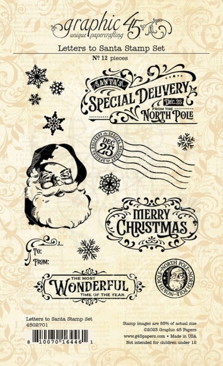 Zestaw stempli akrylowych Letters To Santa 12szt 4502701 Graphic 45